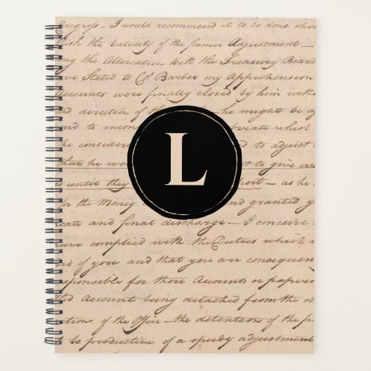 Antiek Letter Paper Black Monogram Writer Planner (Voorkant)