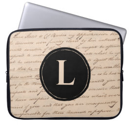 Antiek Letter Writer's Monogram Initiaal Script Laptop Sleeve