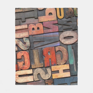 antiek letterdruk en blokken met kleurinktpatroon fleece deken