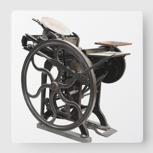 antiek letterdrukmachine vanaf 1888 uur vierkante klok (Voorkant)