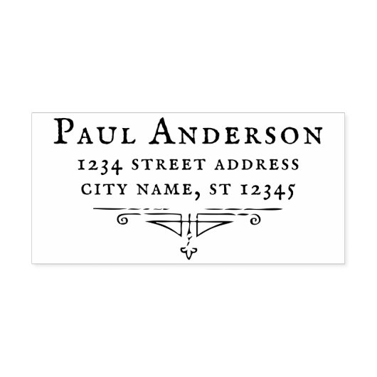 Antiek lettertype + ornament retouradres CC1131 Rubberstempel (Afrduk)