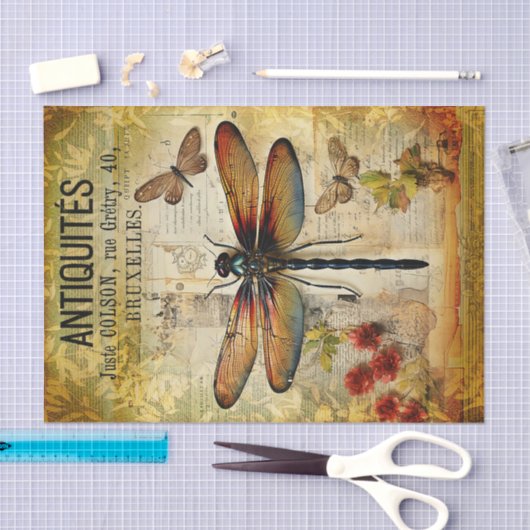  Antiek libel decoupage Tissuepapier (Craft)