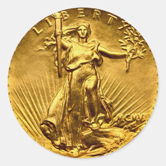 Antiek Liberty Dollar Munt Ronde Sticker (Voorkant)