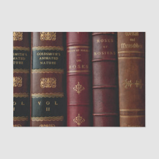 Antiek Library Dark Leather Book Spines Decoupage Tissuepapier