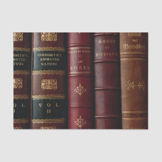 Antiek Library Dark Leather Book Spines Decoupage Tissuepapier (Voorkant)