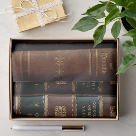 Antiek Library Dark Leather Book Spines Decoupage Tissuepapier (Geschenk)