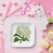 Antiek Licht Groen en Wit Hydrangea Blossom Papieren Bordje (Feest)