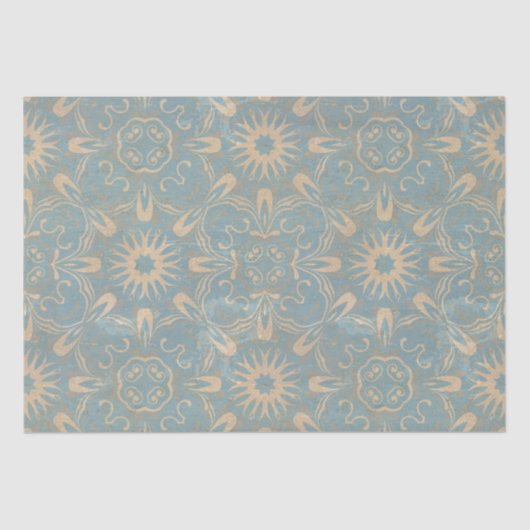  Antiek lichtblauw en crème versteld Tissuepapier (Voorkant)