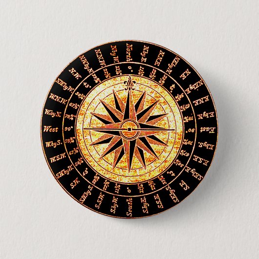 Antiek lichte gewijzigde Golden Compass Ronde Button 5,7 Cm (Voorkant)