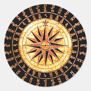 Antiek lichte gewijzigde Golden Compass Ronde Sticker