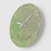 Antiek , lichtgroen en beige grote klok (Hoek)