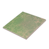 Antiek , lichtgroen en beige tegeltje (Zijkant)