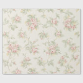 Antiek lichtroze bloemenbehang cadeaupapier (Vlak)