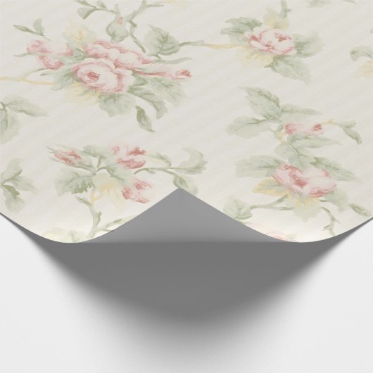 Antiek lichtroze bloemenbehang cadeaupapier (Hoek)