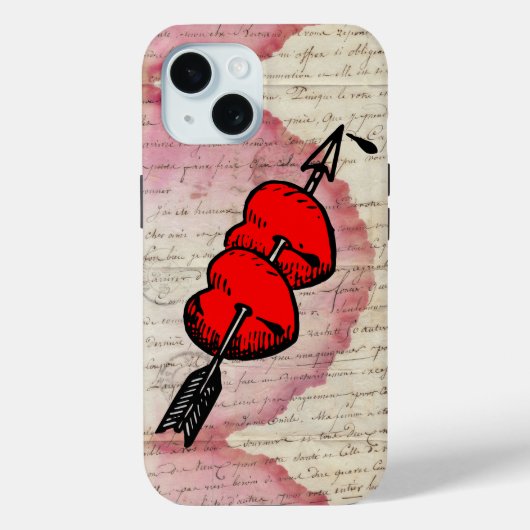 Antiek Liefdesbrief Harten Pijl Ephemera Collage Case-Mate iPhone Case (Achterkant)
