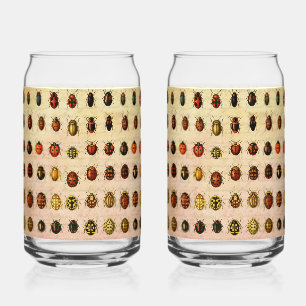 Antiek Lieveheersbeestje Exemplaar Patroon Antieke Blikvorm Glas