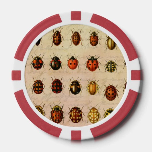 Antiek Lieveheersbeestje Exemplaar Patroon Antieke Poker Chips (Voorkant)