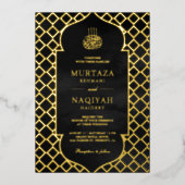 Antiek Lijst Black Muslim Weduwen Gold Folie Uitnodiging (Voorkant)