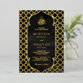 Antiek Lijst Black Muslim Weduwen Gold Folie Uitnodiging (Staand Voorkant)