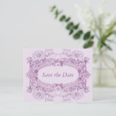 Antiek Lijst Lila Save the Date Briefkaart (Staand voorkant)