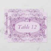 Antiek Lijst Lila tafel nummer Kaart (Voorkant / Achterkant)