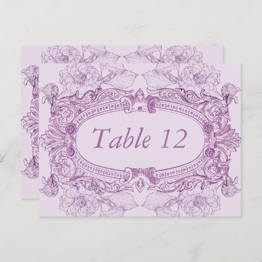 Antiek Lijst Lila tafel nummer Kaart (Voorkant / Achterkant)