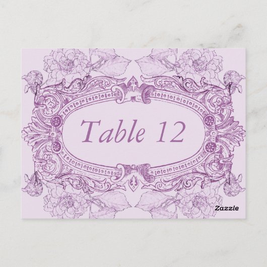 Antiek Lijst Lila tafel nummer Kaart (Achterkant)