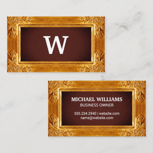 Antiek Lijst | Luxe lederen textiel Visitekaartje (Voorkant / Achterkant)