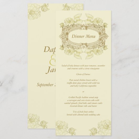 Antiek Lijst Menu Rack Kaart (Voorkant / Achterkant)