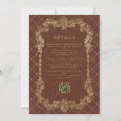 Antiek Lijst Roest Goud QR Code Trouwen Kaart (Achterkant)