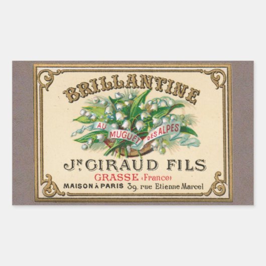 Antiek Lily van de Franse Valley Perfume Rechthoekige Sticker (Voorkant)