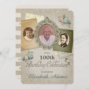 Antiek Linen Kies uw jaar 3 foto Kaart