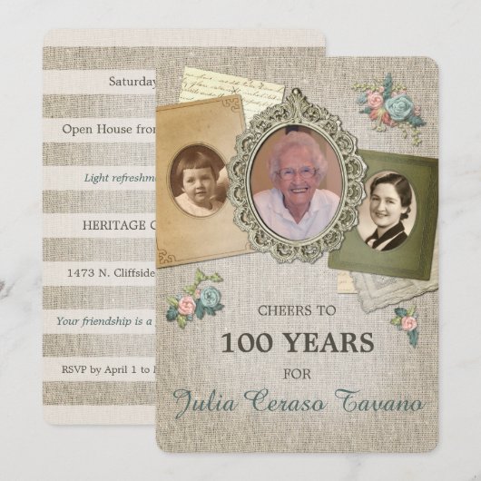  Antiek Linnen | Kies uw jaar 3 foto Kaart (Voorkant / Achterkant)