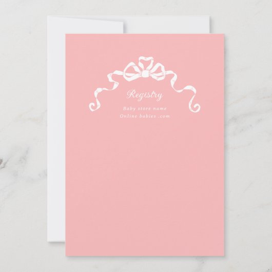 Antiek lintboog Victoriaans roze Baby shower Kaart (Achterkant)