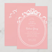 Antiek lintboog Victoriaans roze Baby shower Kaart (Voorkant / Achterkant)