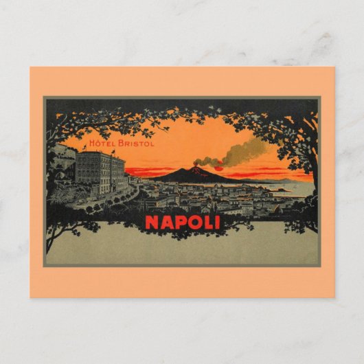 Antiek litho Hotel Bristol Napels Napoli Briefkaart (Voorkant)