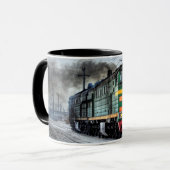 Antiek locomotief stoommachine trein koffiekopje mok (Voorkant links)