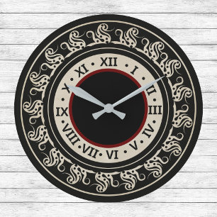 Antiek look Black en Ecru met Bourgogne Grote Klok