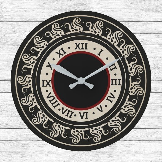 Antiek look Black en Ecru met Bourgogne Grote Klok