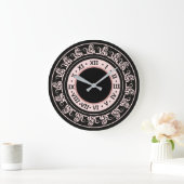Antiek look Black en Peachy Pink Roman Numerals Grote Klok (Huis)
