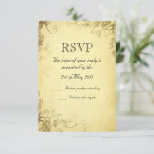 Antiek look bruiloft RSVP Kaart (Staand voorkant)