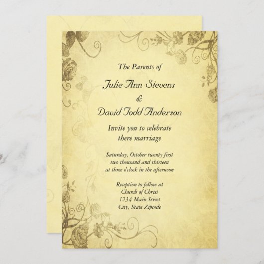 Antiek look bruiloft uitnodiging (Voorkant / Achterkant)