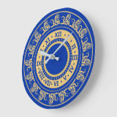 Antiek look Deep Blue en Gold Medieval Numbers Grote Klok (Hoek)