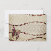 Antiek look, kralen, Butterfly RSVP Menu Kaart (Achterkant)
