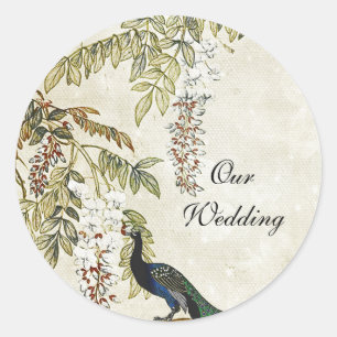 Antiek look pauw bruiloft envelop afdichting ronde sticker