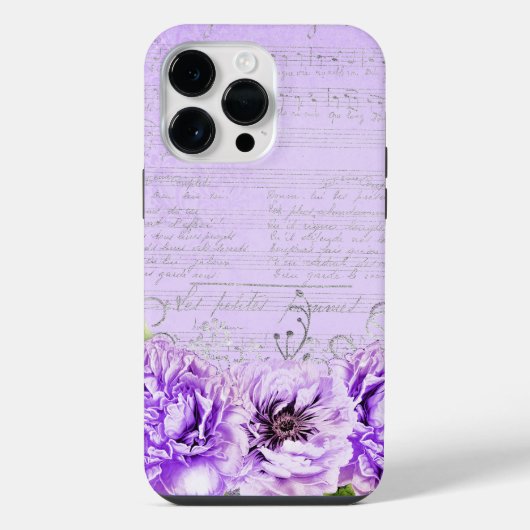 ANTIEK LOOKLAVENDER SCRIPT & FLOWERS iPhone HOESJE (Achterkant)