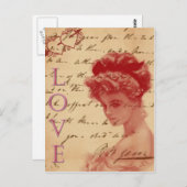 Antiek Love Letter Post Card Briefkaart (Voorkant / Achterkant)