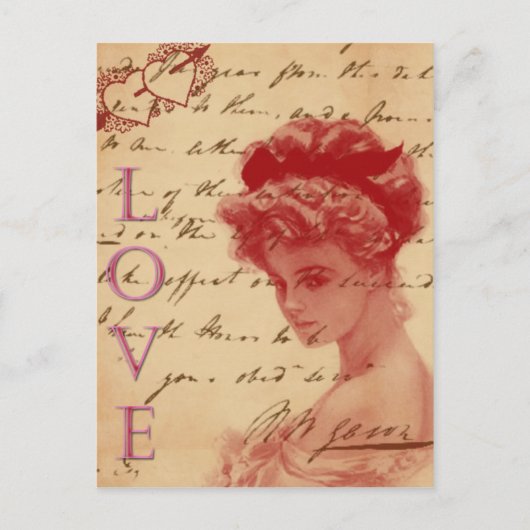 Antiek Love Letter Post Card Briefkaart (Voorkant)