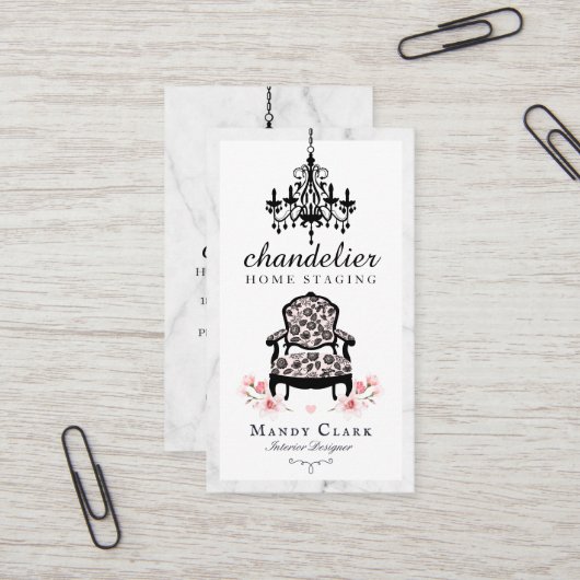 Antiek Luchters en Victoriaans Stoel Marmer Visitekaartje (Voorkant / Achterkant in situ)