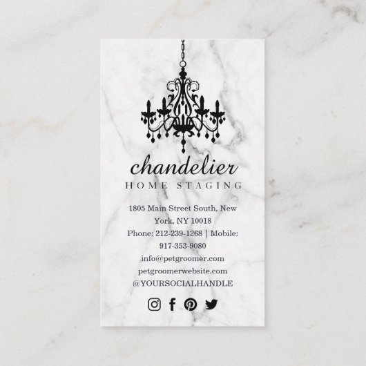 Antiek Luchters en Victoriaans Stoel Marmer Visitekaartje (Achterkant)